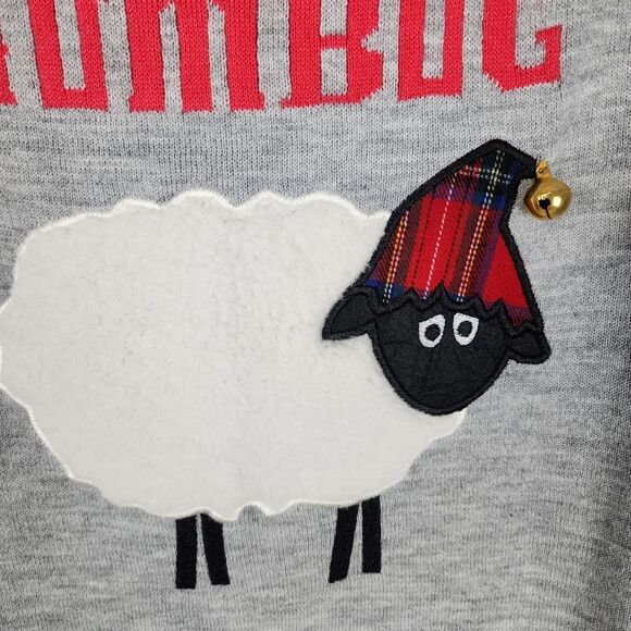Rockin Around Ugly Sweater Christmas Dress Sweater Sheep Bell Gray Red Nordic XL - Picture 13 of 15